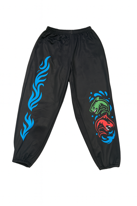 LamKai Twin Shark Flame Joggers – Black