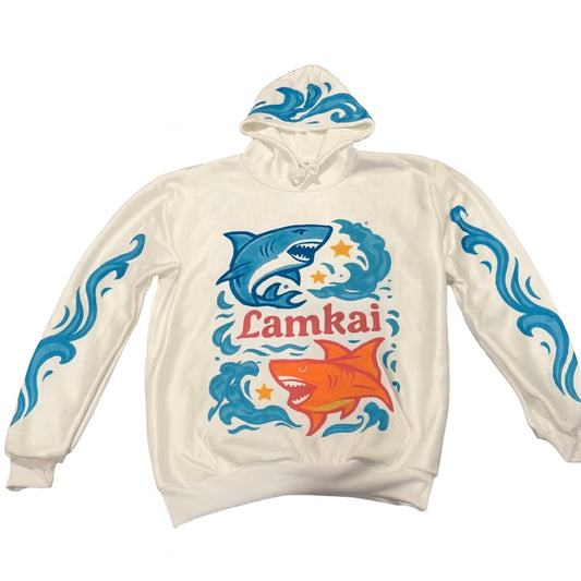 LamKai Classic Shark Wave Hoodie – Blue & Orange Edition