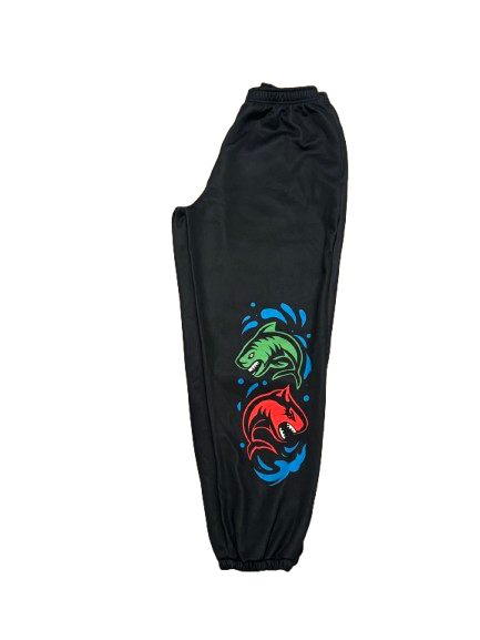 LamKai Twin Shark Flame Joggers – Black